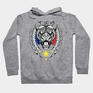 Philippine 3 Stars Sun / Tribal line Art Tiger / Black Panther / Baybayin word Lakas (Strength) Hoodie